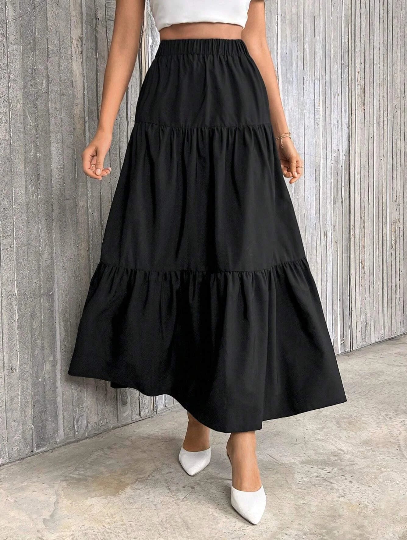 SOERA Idalia High Waist Flounce Hem A - Line Skirt - Skirt -  Black M
