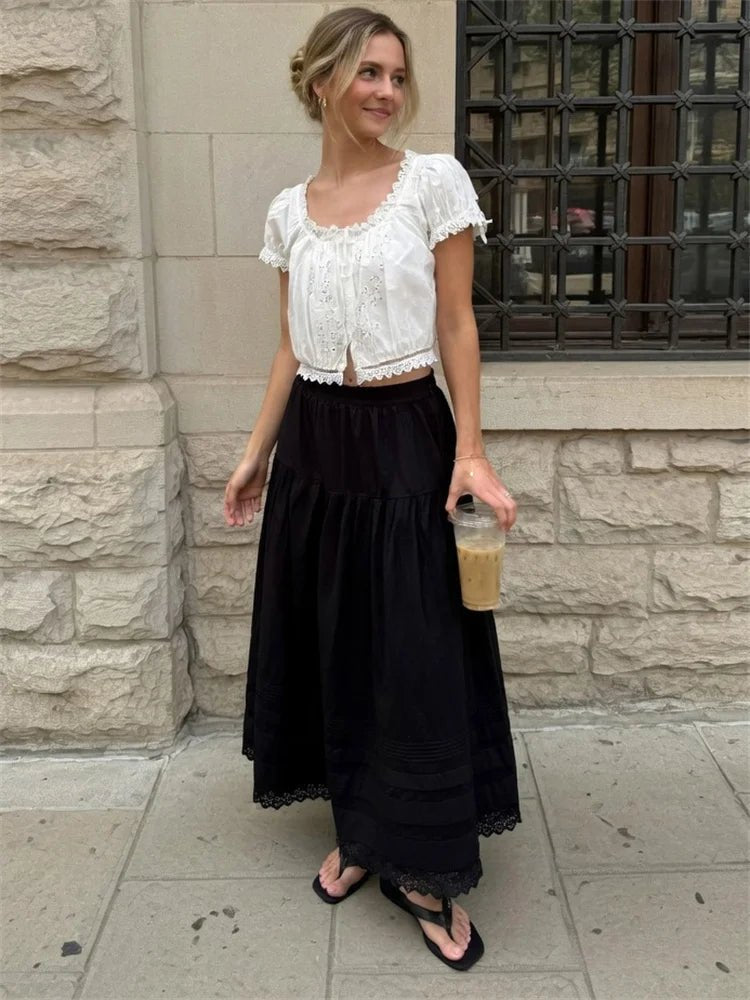 SOERA Blair High-Waist Lace Maxi Skirt - Skirts -  White