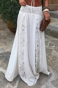 Afsana Boho maxi sukňa s čipkovým patchworkom