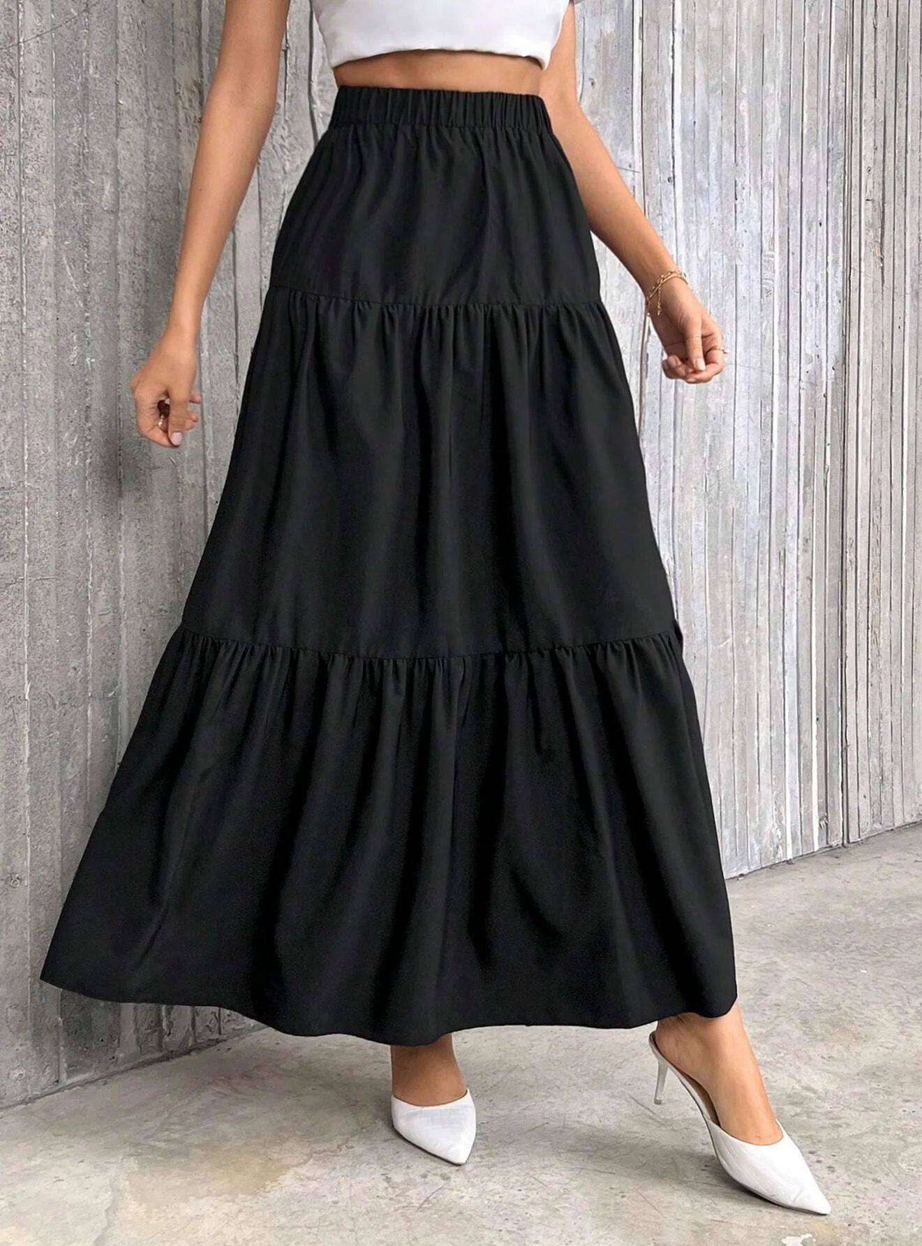 SOERA Idalia High Waist Flounce Hem A-Line Skirt - Skirts -  Black XS