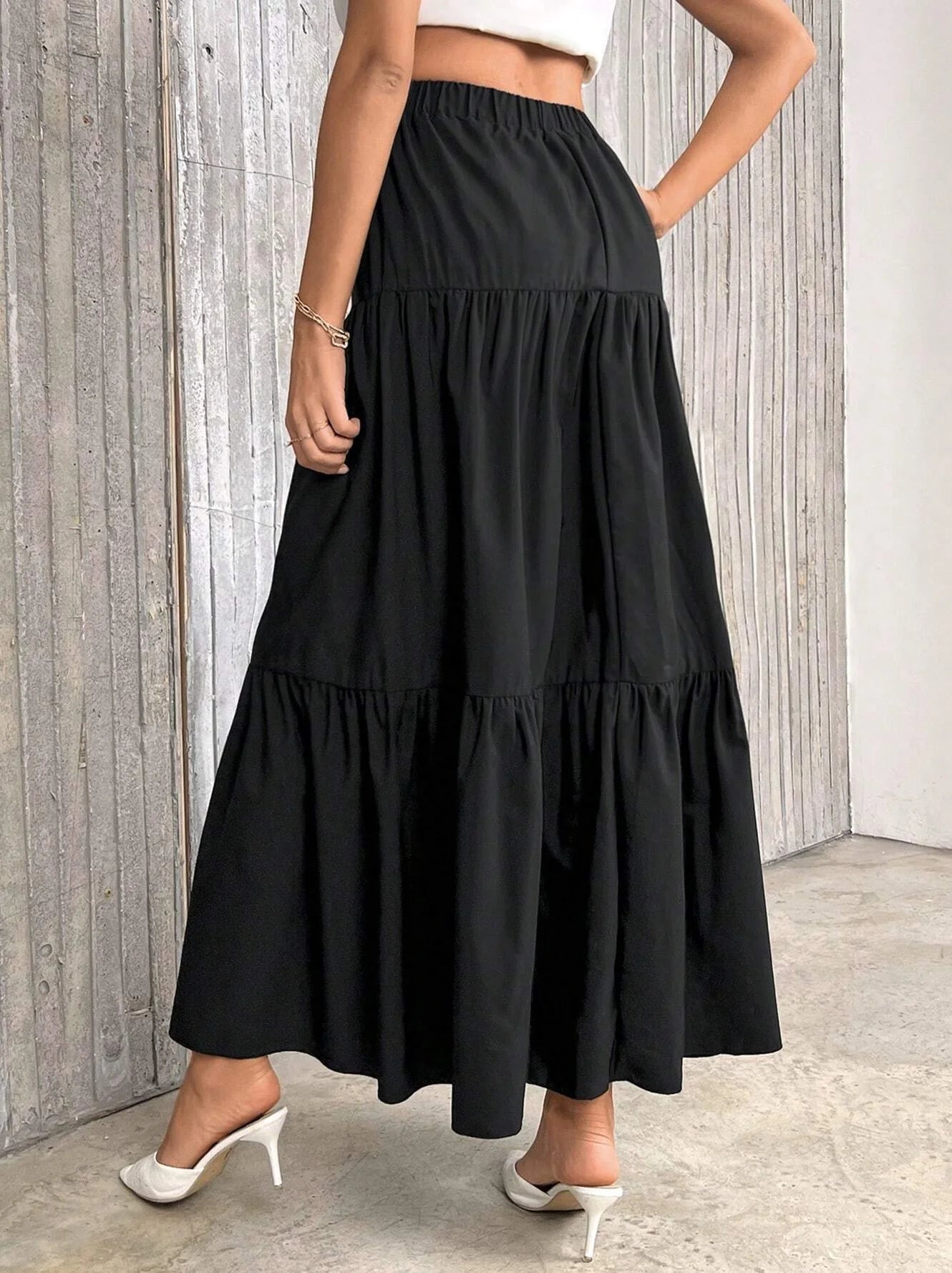 SOERA Idalia High Waist Flounce Hem A-Line Skirt - Skirts -  Black XS