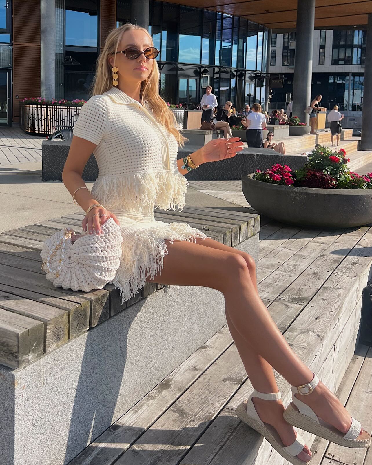 SOERA Beatrice Knitted Tassel Skirt Set - Suit -  White Set