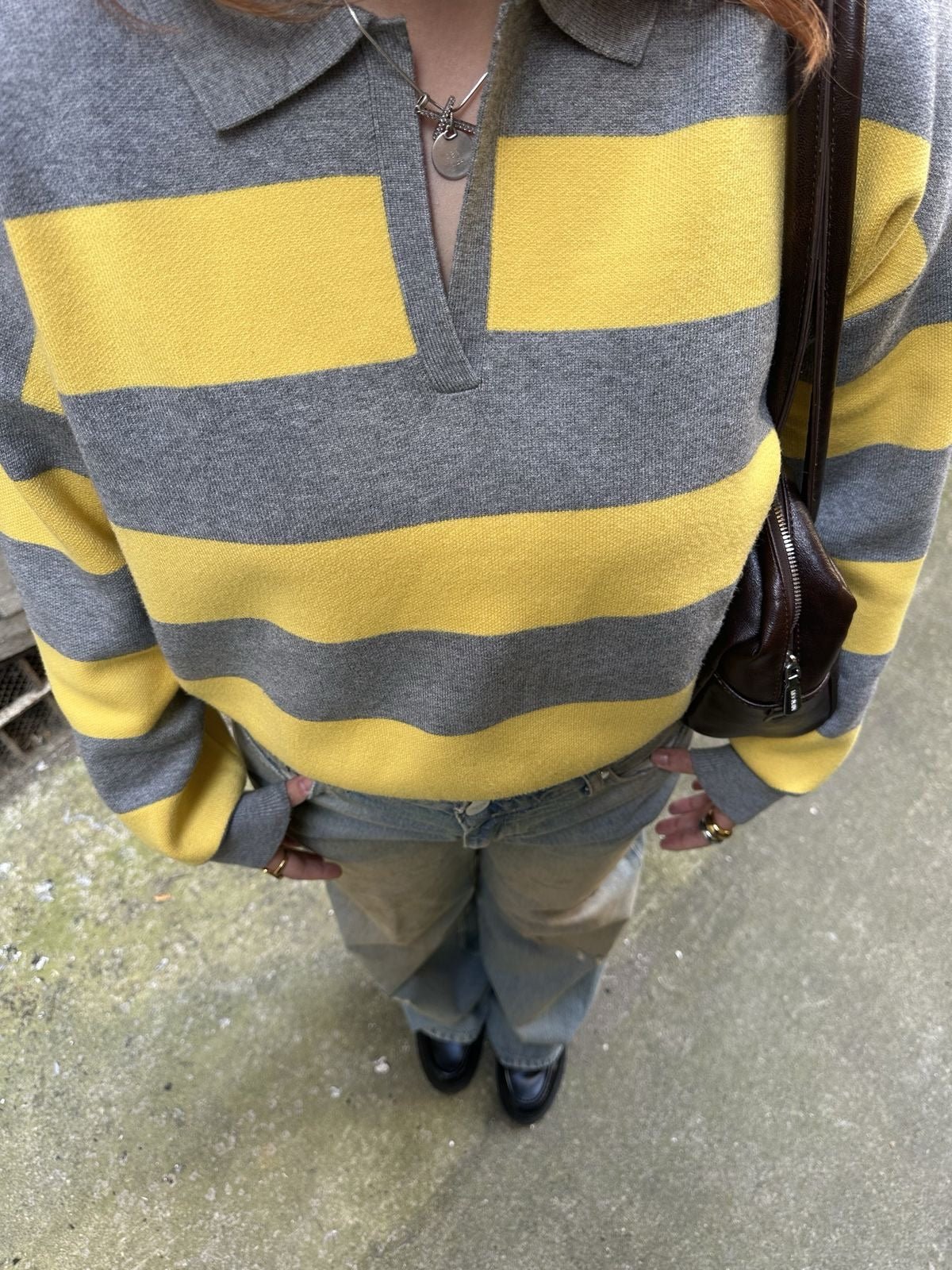 SOERA Una Striped Knitted V - Neck Pullover - Sweater -  L