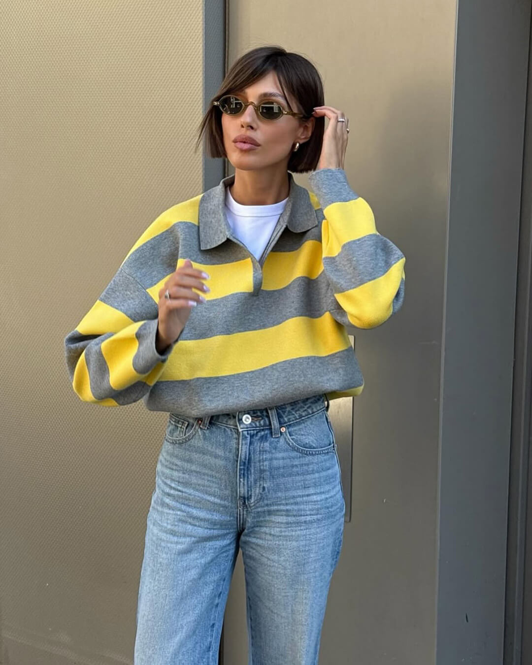SOERA Una Striped Knitted V - Neck Pullover - Sweater -  S