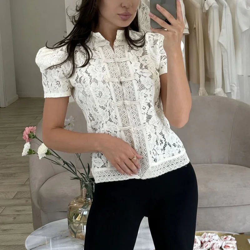 SOERA Brielle Lace Patchwork Cardigan - Sweaters & Cardigans -  White M