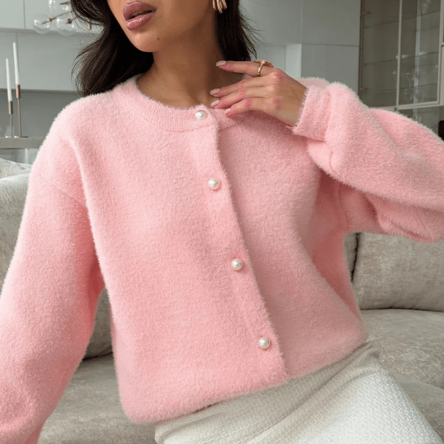 SOERA Hazel Soft Knit Cardigan - Sweaters & Cardigans - 3256809862684170-;bn1763778892227293183 Rose S