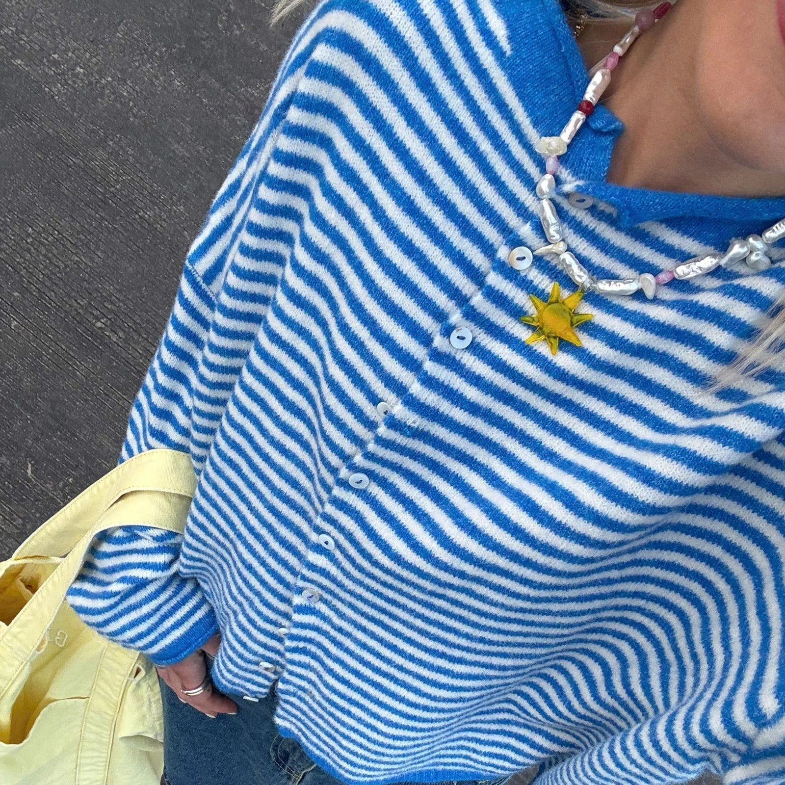 SOERA Sofia Striped Cardigan - Sweaters & Cardigans -  Blue M