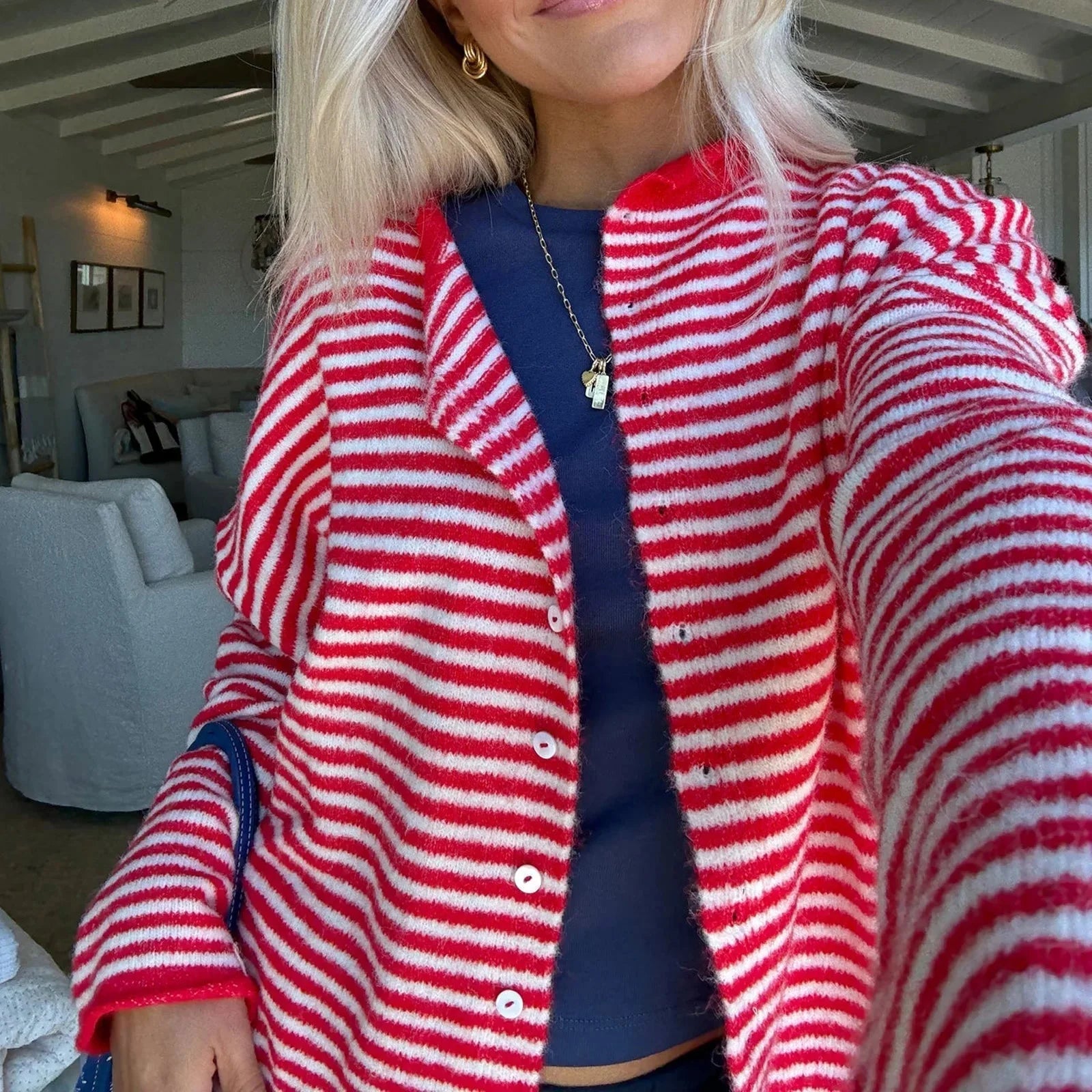 SOERA Sofia Striped Cardigan - Sweaters & Cardigans -  Brown S