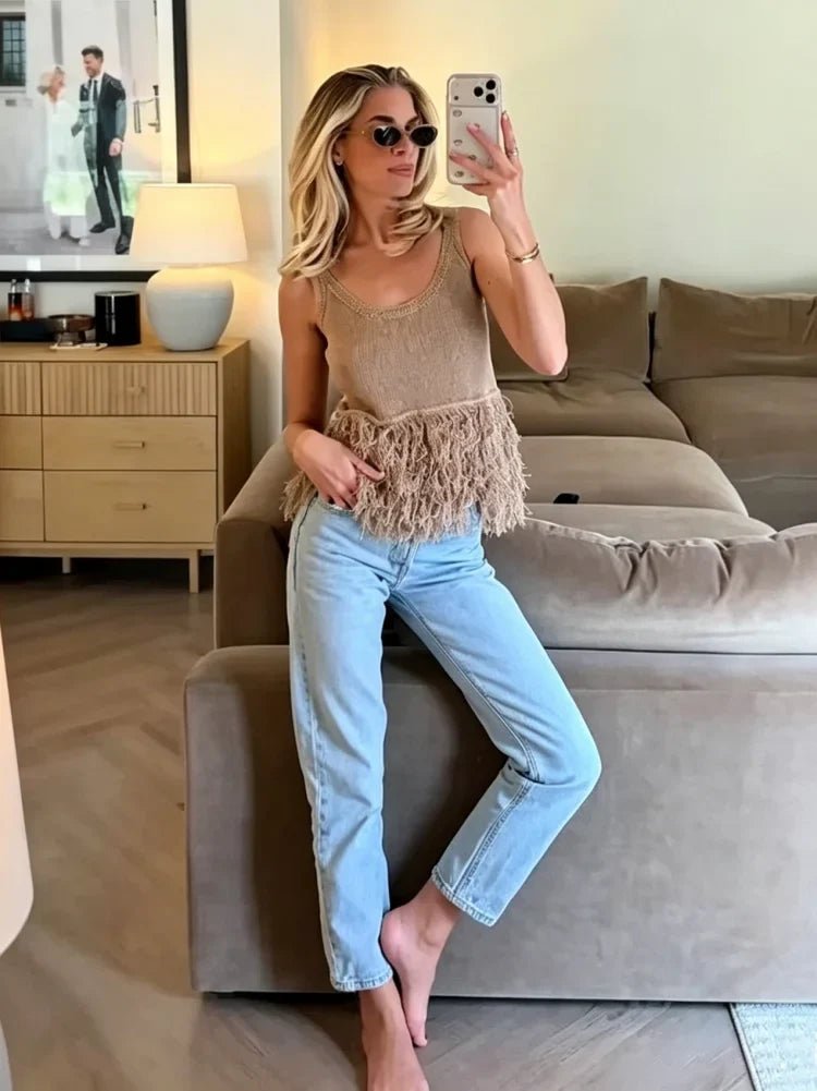 SOERA Aitanka Tassel Knit Tank Top - Tank Tops - SOERA-634435-L-OS-81251 L