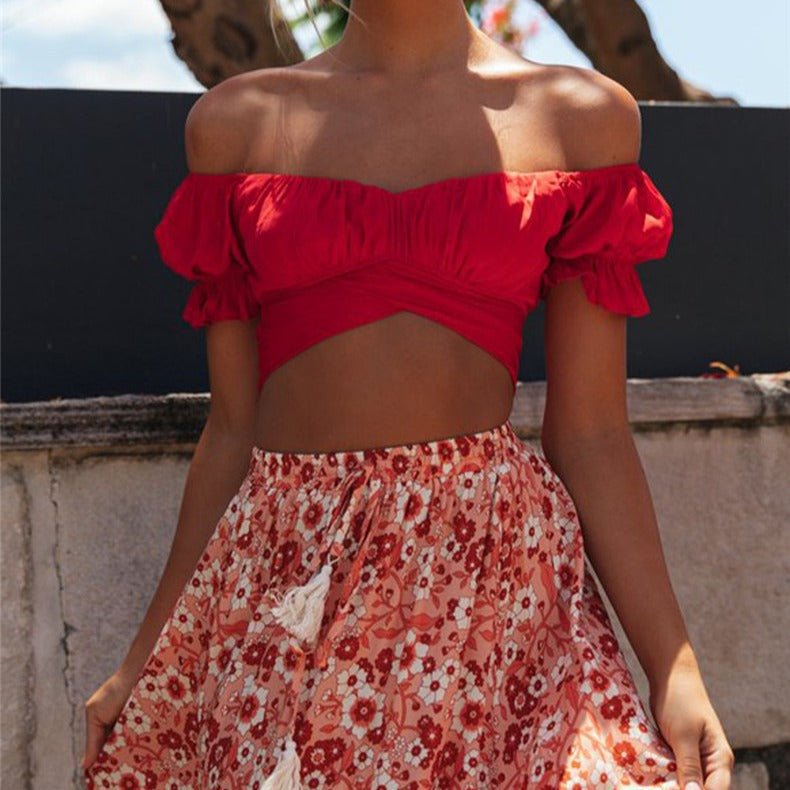 SOERA Celeste Flowing Puff Sleeve Crop Top - Top -  Weiß L