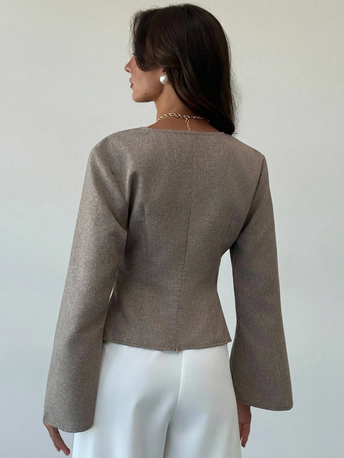 SOERA Chantelle Asymmetric Flare Sleeve Blouse - Tops - 1005010535439730-;aq1775118413246983726 Dark Grey M