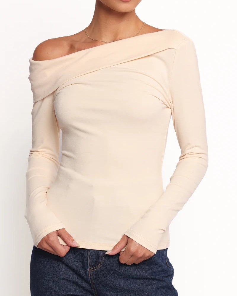 SOERA Glenda Asymmetrical Off Shoulder Top - Tops - 3256810007945281-;cz1763778893778205463 White S