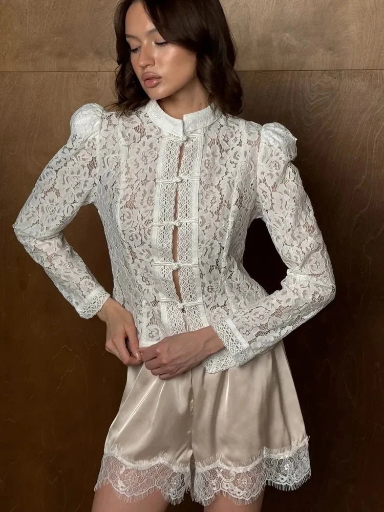 SOERA Jeanna Long Sleeve Lace Top - Tops - 1005009750893359-;MB1775623627114802217 Beige L
