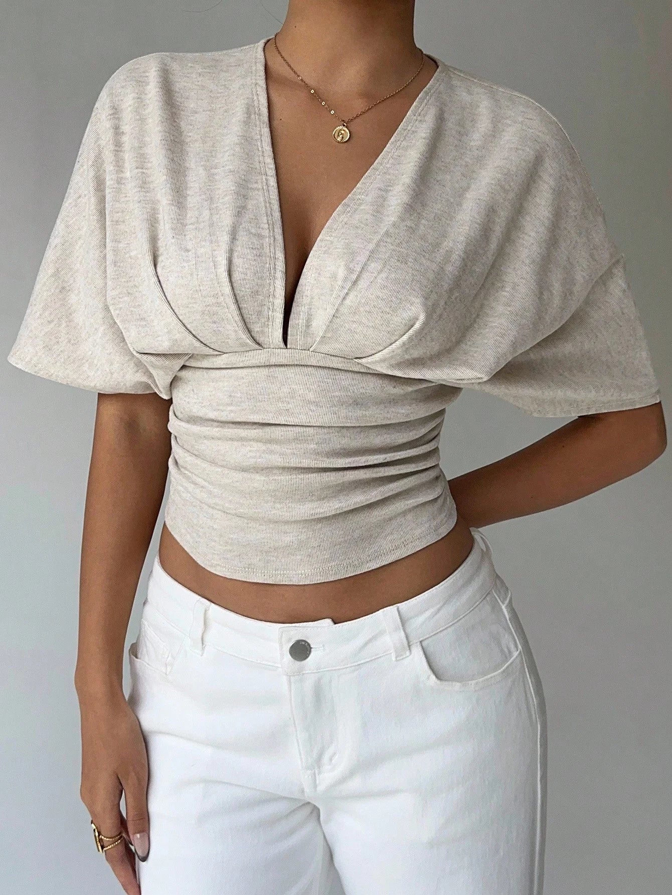 SOERA Kendra Plunged Neck Fitted Blouse - Tops - 1005010495875497-;cm1775118415191292406 XS