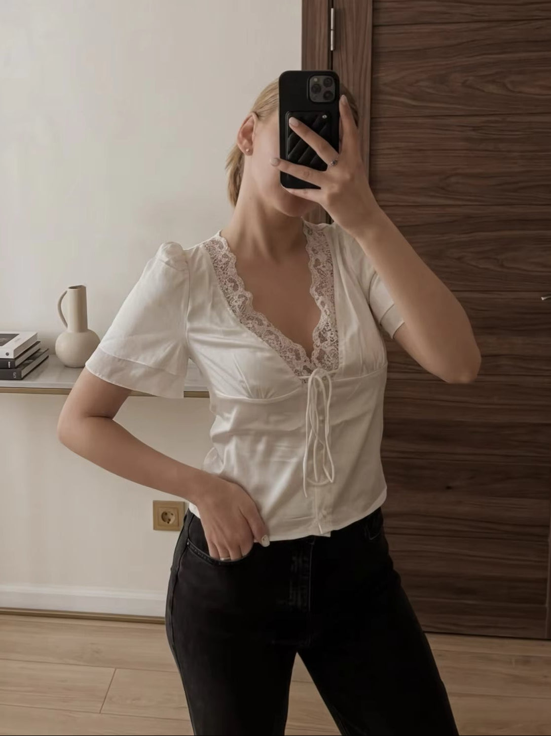 SOERA Nathalie Satin Lace Blouse - Tops -  Rusty Brown S
