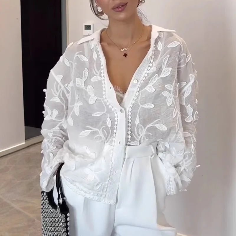 SOERA Tina Long Sleeve Embroidered Blouse - Tops - 1005009548311091-;Ob1775670887781422324 XL
