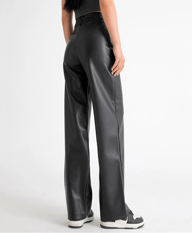 SOERA Giselle High Waisted Leather Pants - Trousers - 1005009872666185-;jN1762998399400886057 Black XS