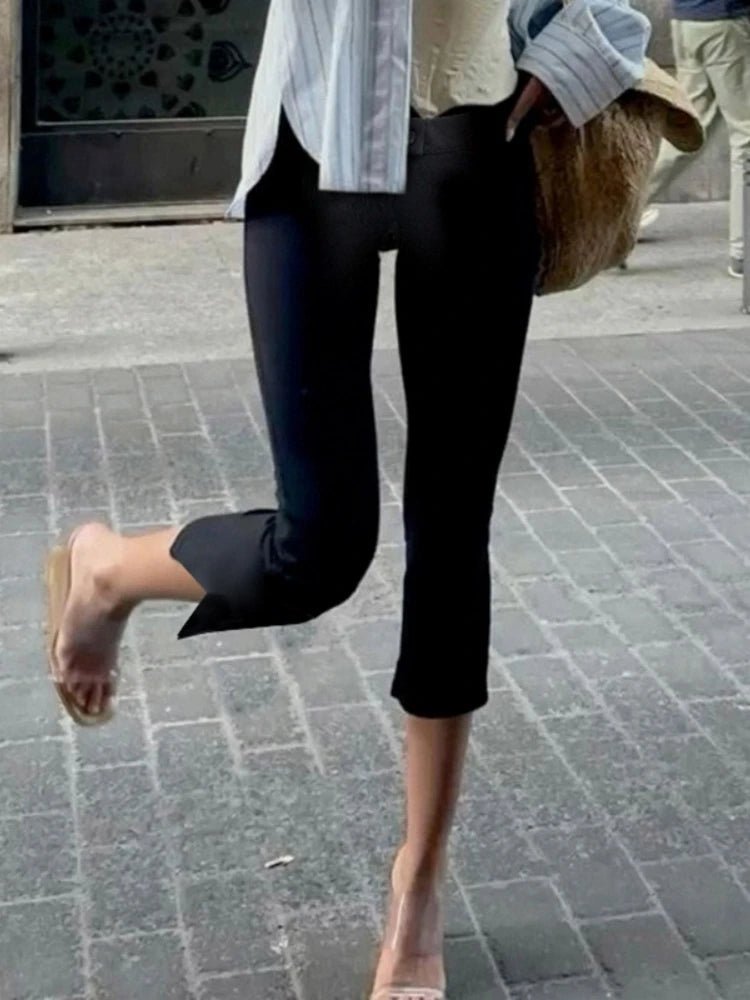 SOERA Juliette Black Capris Pants - Trousers - 1005010009819776-;YW1769140532409433810 L