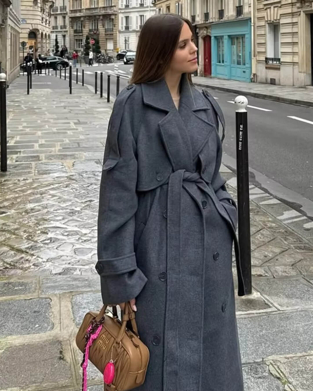 SOERA Alicia Gray Belted Long Coat SOERA Alicia Gray Belted Long Coat