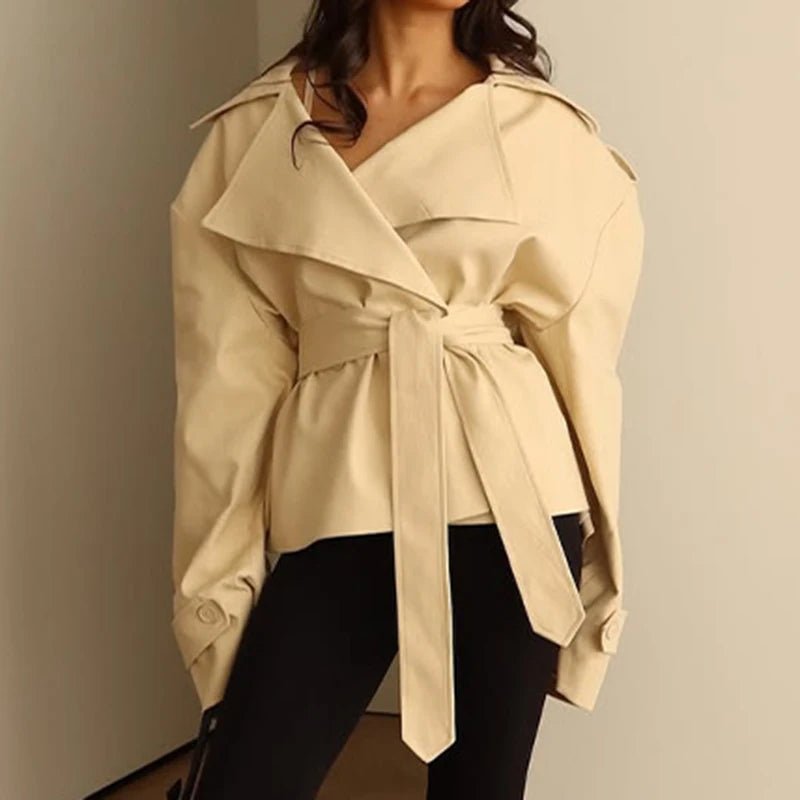 SOERA Tara Lace Up Cropped Trench Coat - Women's Jackets - 1005010209802968-;Me1775118772178067420 Light Yellow XS