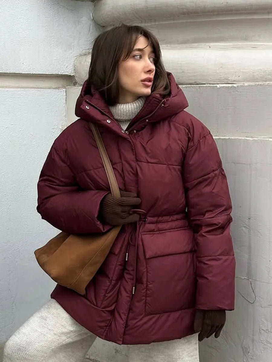 SOERA Lorna Drawstring Hooded Puffer Coat - Women's Outerwear - 1005009920303160-;Bc1761217546452727289 Burgundy M